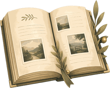Ilustración de un libro abierto con fotografías