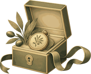 Ilustración de un regalo con lazo dorado